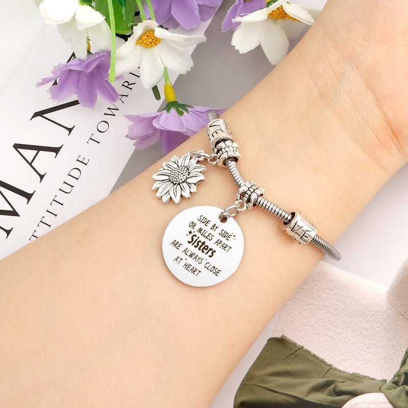 EGHTvmok Sister Birthday Gifts Christmas Mothers Day Sisters Graduation Valentines Bracelet Sunflower,Butterfly,Elephant - Image 2